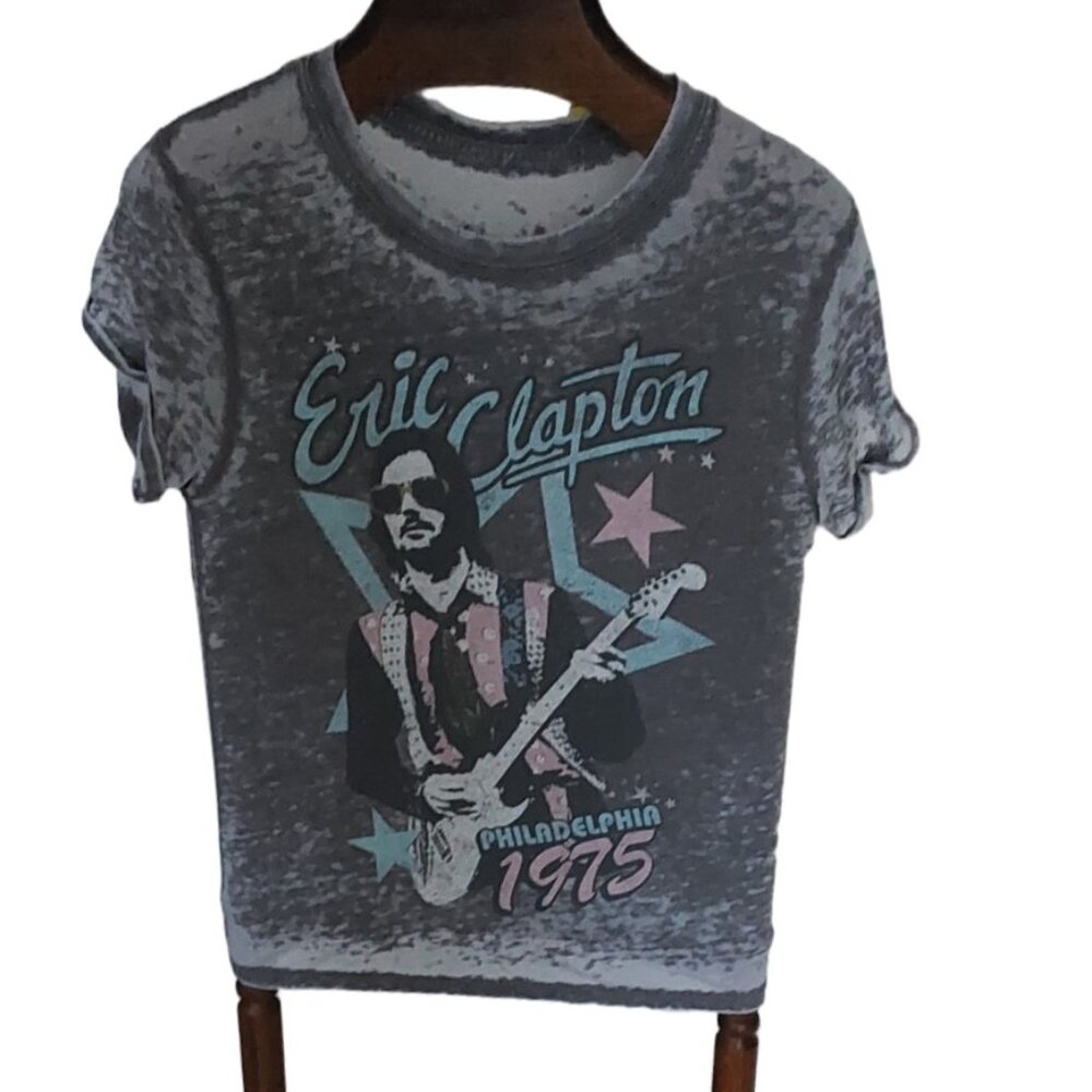 ERIC CLAPTON Philadelphia 1975 Concert Gray Burnout T-Shirt - Recycled Karma